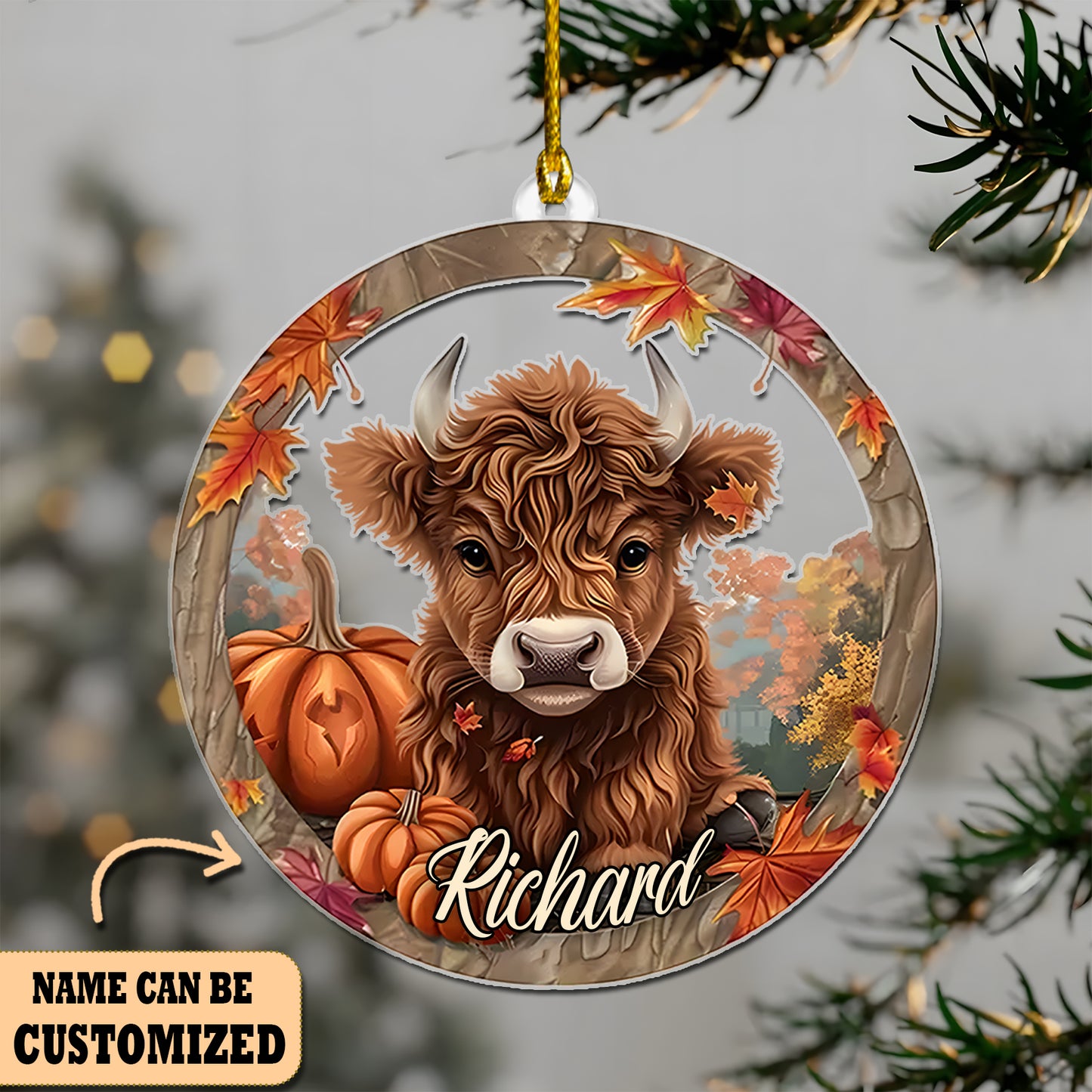 Cow Pumpkin Autumn Acrylic Ornament