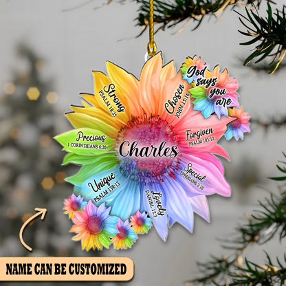 Personalized Sunflower God Say You Are Acrylic Ornament Christmas