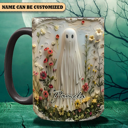 Cute Ghost Flower Halloween Personalized Accent Mug