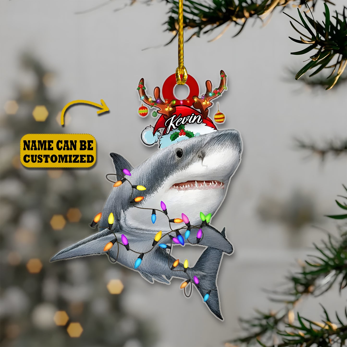 Shark Jaws Personalized Acrylic Ornament Christmas