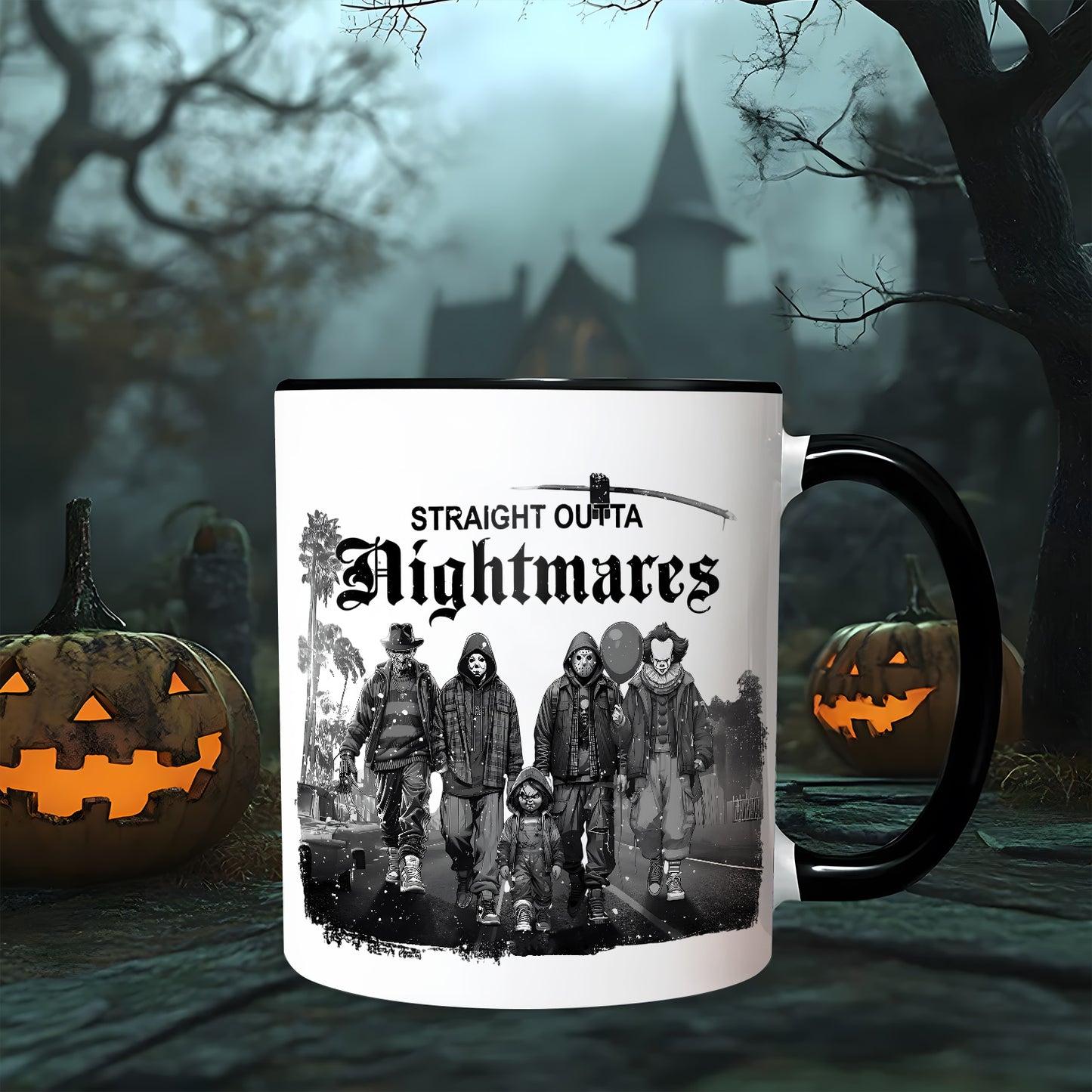 Halloween Horror Character Movies Straight Outta Nightmares Accent Mug