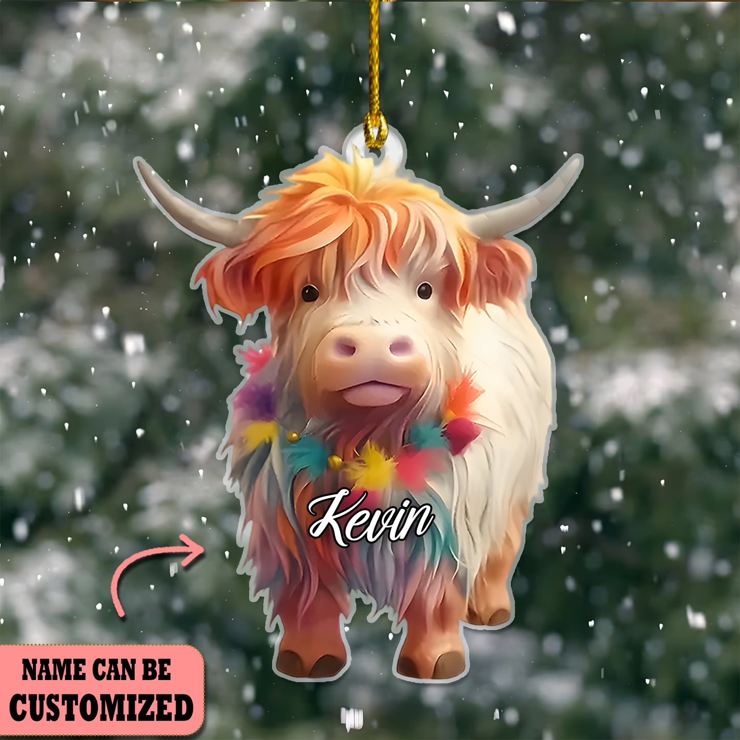 Cow Cute Colorful Acrylic Ornament