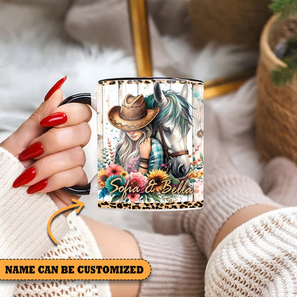 Horse And Cowgirl Personalized Accent Mug