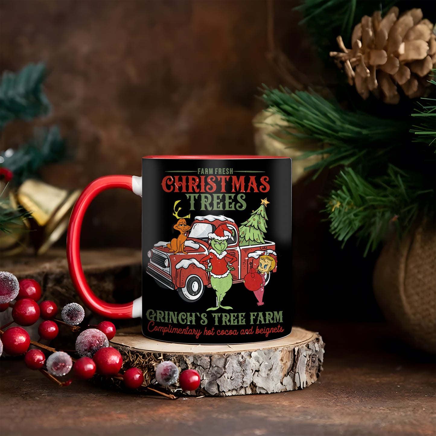 Grinch Funny Farm Fresh Christmas Trees Personalized Accent Mug