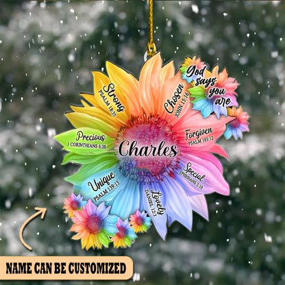 Personalized Sunflower God Say You Are Acrylic Ornament Christmas