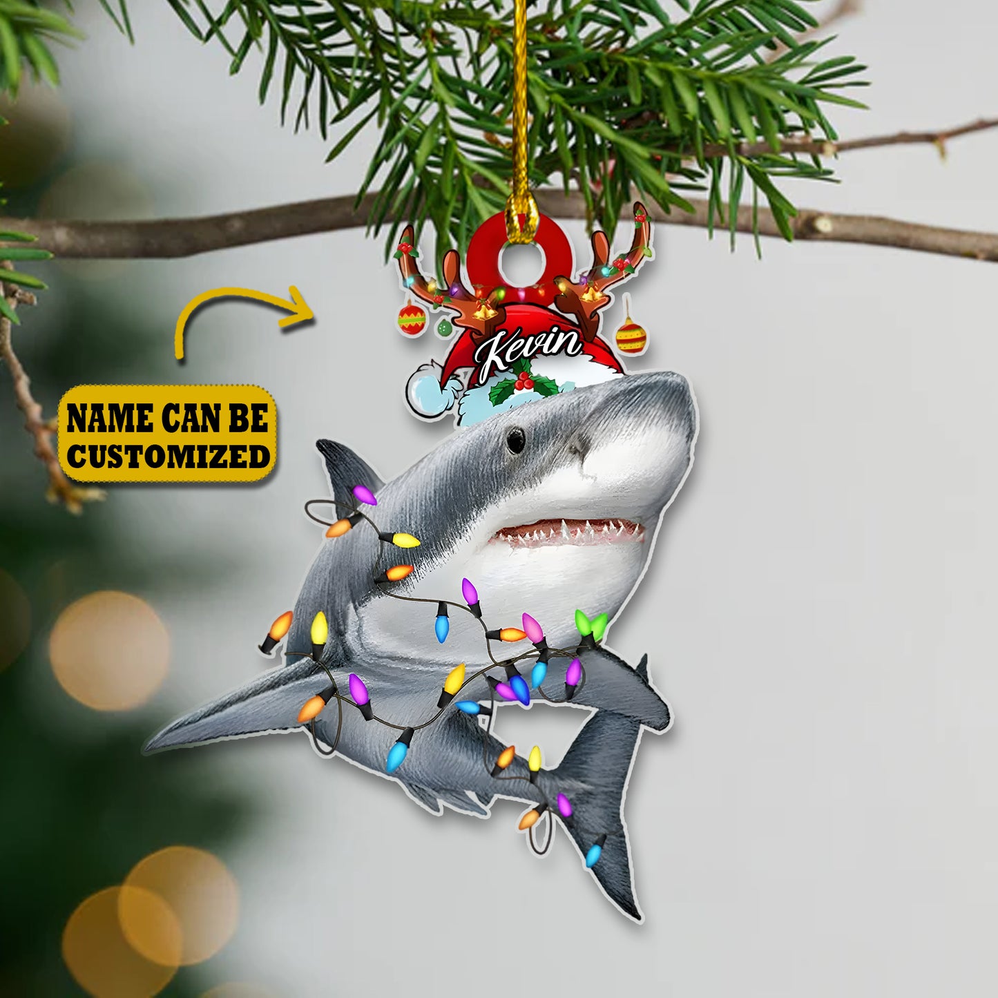 Shark Jaws Personalized Acrylic Ornament Christmas