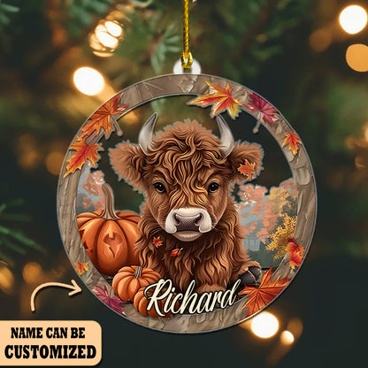 Cow Pumpkin Autumn Acrylic Ornament