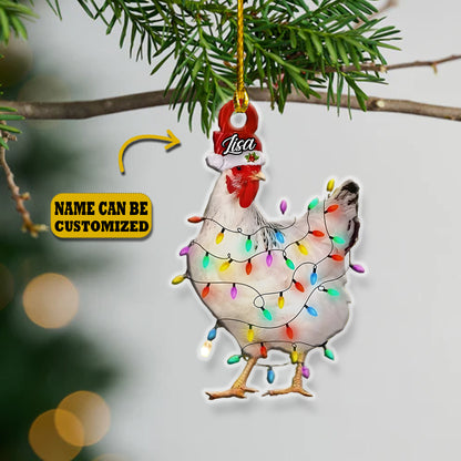 Personalized Chicken Christmas Acrylic Ornament - Gift For Farm Lover's