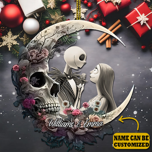 Couple Personalized Jack and Sally Moon Ornament