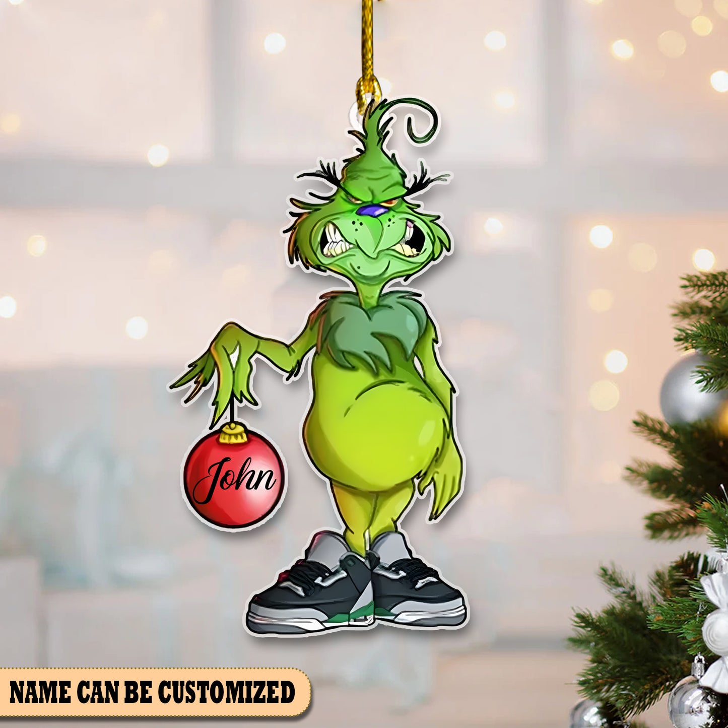 Grinch Funny Custom Name Acrylic Ornament Christmas