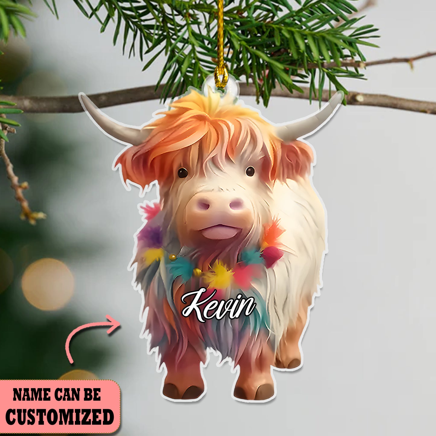 Cow Cute Colorful Acrylic Ornament