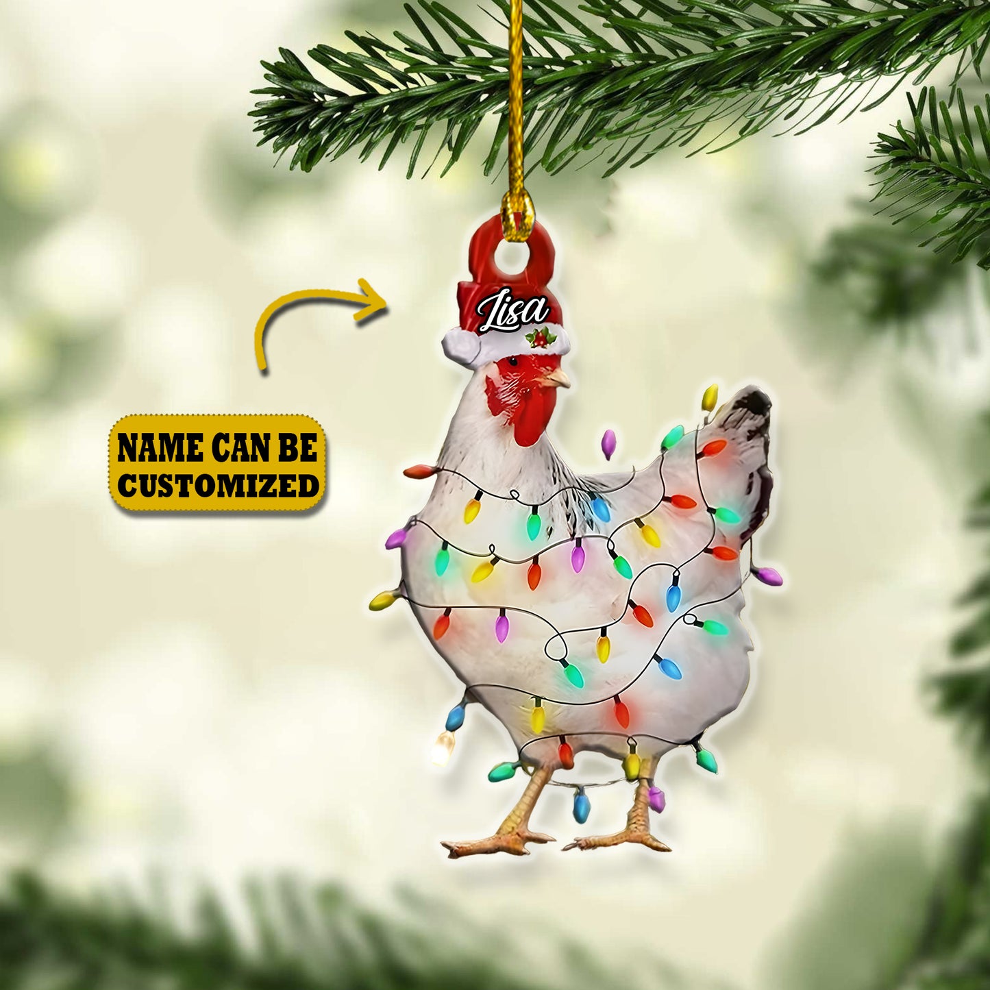 Personalized Chicken Christmas Acrylic Ornament - Gift For Farm Lover's