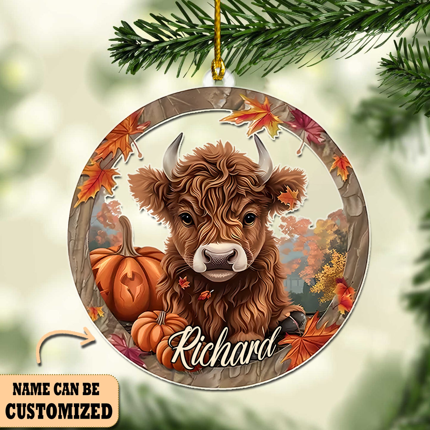 Cow Pumpkin Autumn Acrylic Ornament