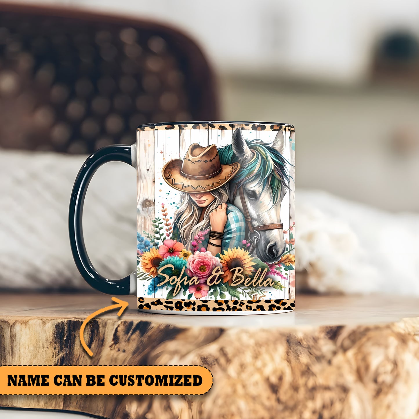 Horse And Cowgirl Personalized Accent Mug