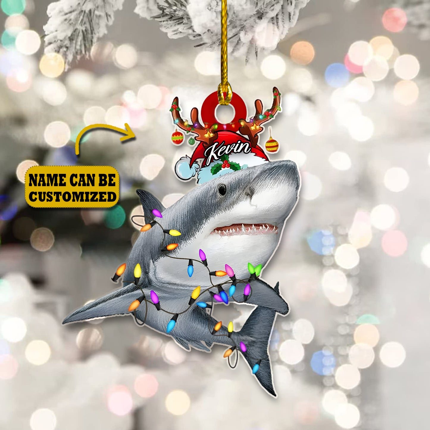 Shark Jaws Personalized Acrylic Ornament Christmas