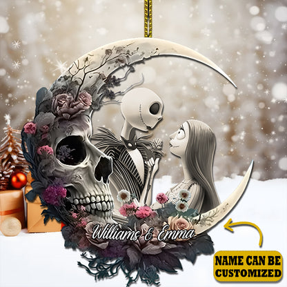 Couple Personalized Jack and Sally Moon Ornament