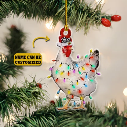 Personalized Chicken Christmas Acrylic Ornament - Gift For Farm Lover's