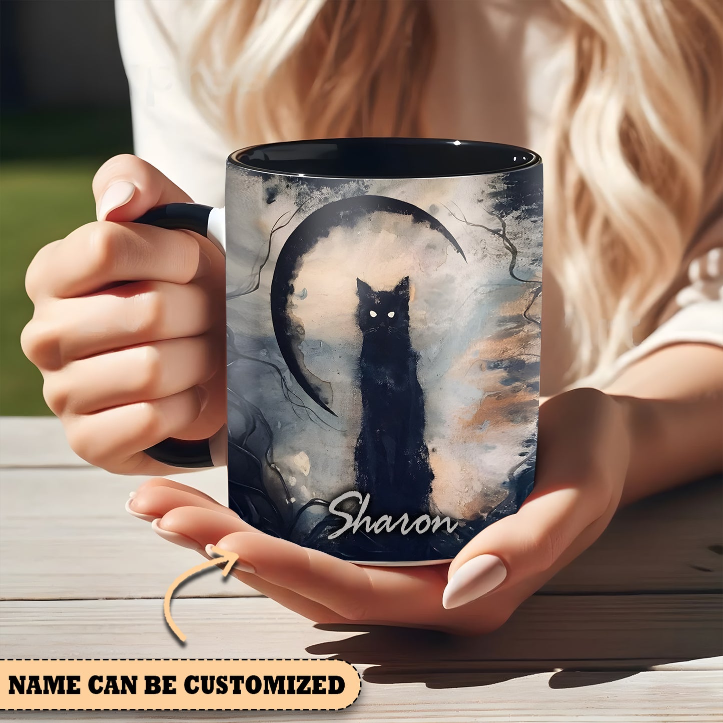 Black Cat Witches Personalized Halloween Accent Mug