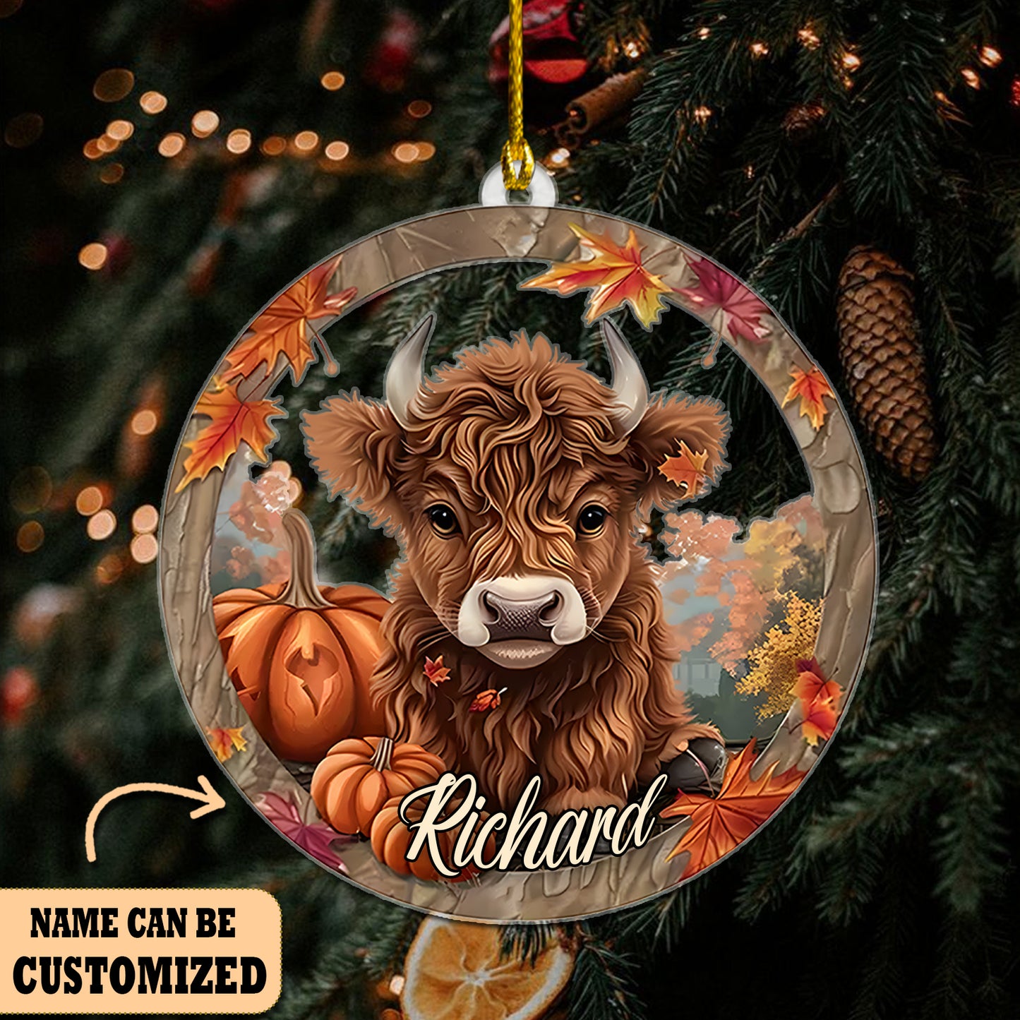 Cow Pumpkin Autumn Acrylic Ornament