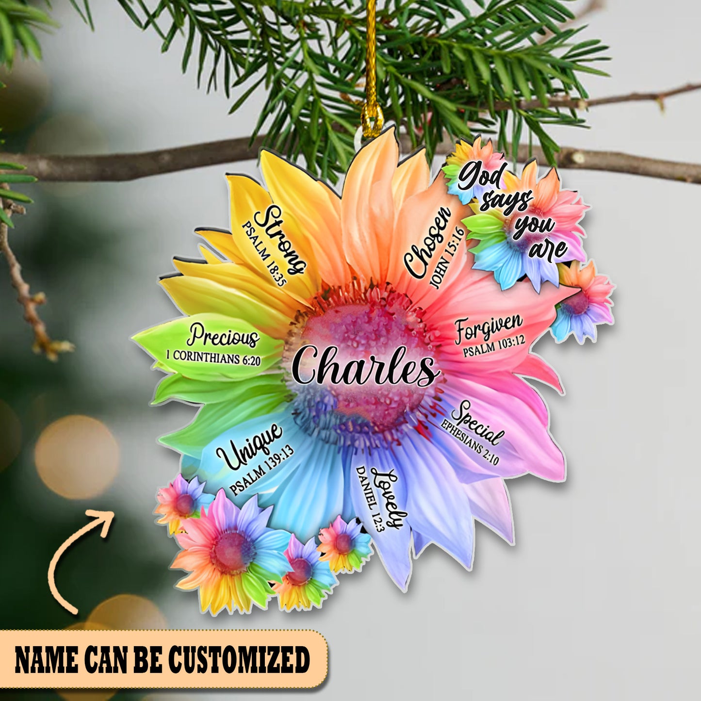 Personalized Sunflower God Say You Are Acrylic Ornament Christmas