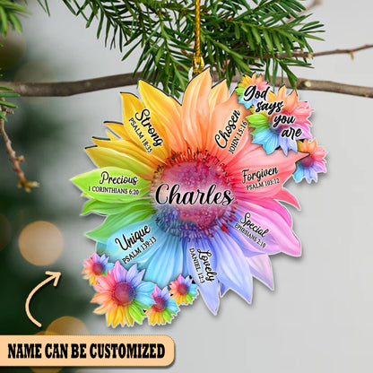 Personalized Sunflower God Say You Are Acrylic Ornament Christmas