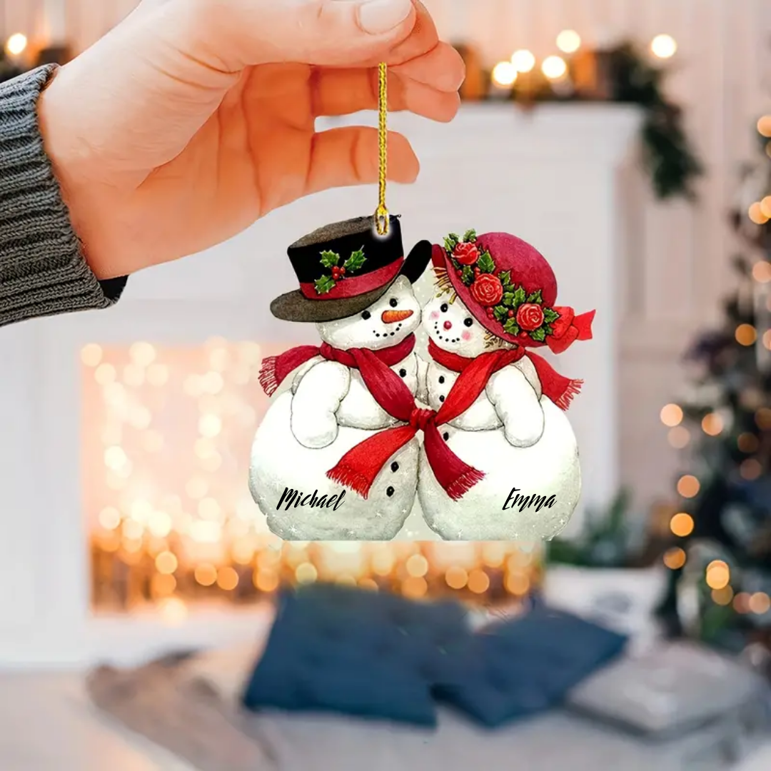 Custom Couple Snowman Christmas Ornament