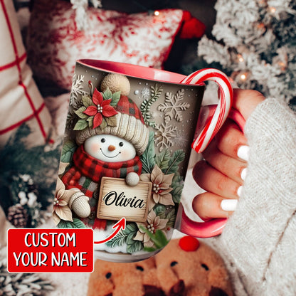 Custom Name Little Snowman Christmas Accent Mug