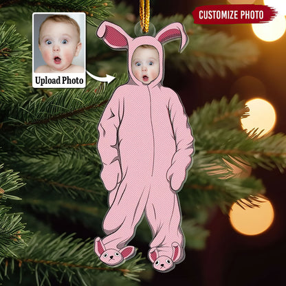 Custom Photo Pink Nightmare Pink Bunny Ornament