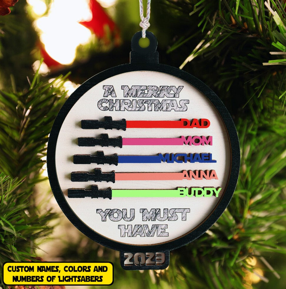 Custom 2-Layered Wooden 2024 Christmas Ornament for Star Wars Lovers – Perfect Christmas Gift