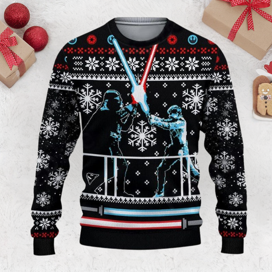 Luke and Vader The Fight Star Wars Christmas Ugly Sweater