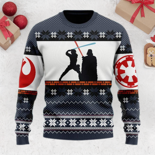 Luke and Vader Fight Star Wars Christmas Ugly Sweater