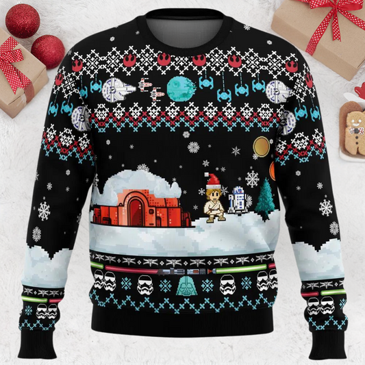 Pixel Style Luke Star Wars Christmas Ugly Sweater