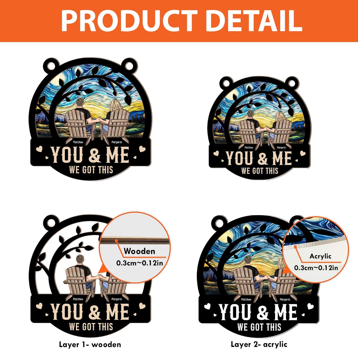 You & Me We Got This Carl & Ellie Couple 2-Layered Suncatcher