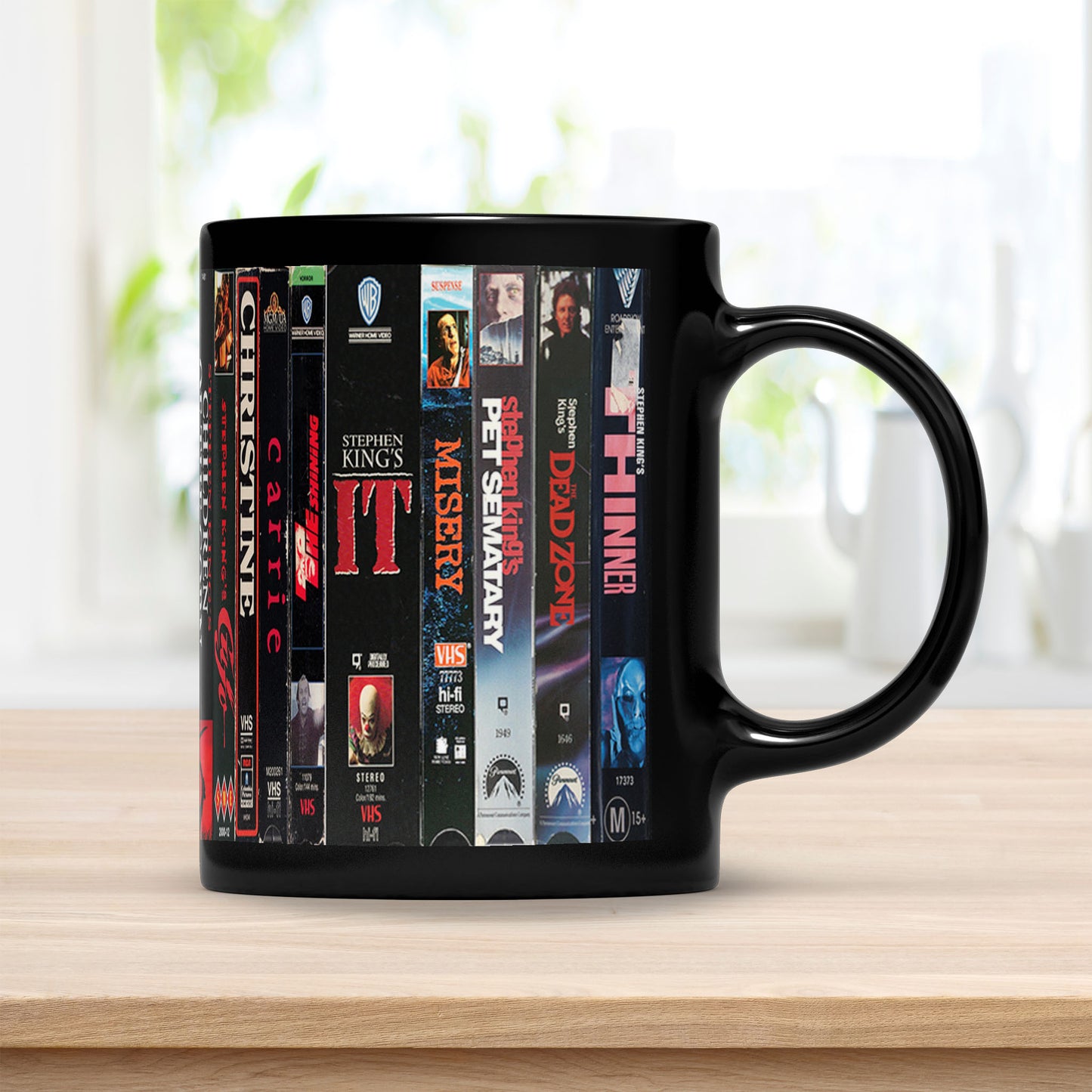 VHS Tape Stephen King Movies Nostalgic Black Mug