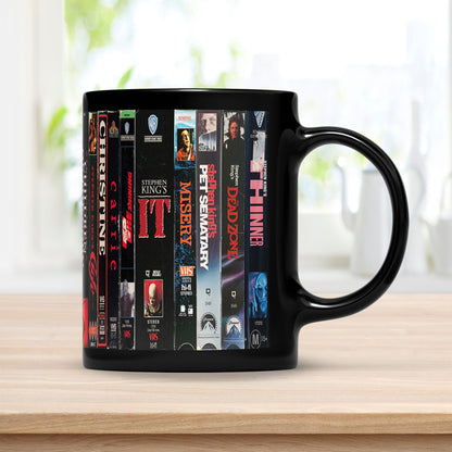 VHS Tape Stephen King Movies Nostalgic Black Mug