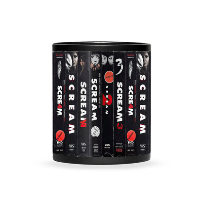 VHS Tape Halloween Movies Nostalgic Black Mug - Scream Character Horror