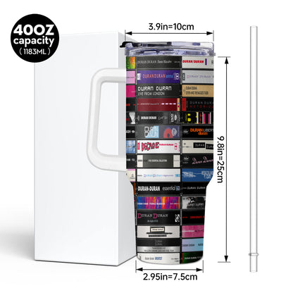 Duran Duran Albums Cassette Collection 40oz Tumbler - White Handle