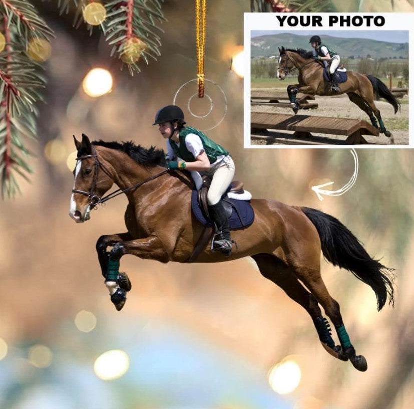 Custom Photo Cut-Out Acrylic Christmas Ornament - Horse Lover Gift