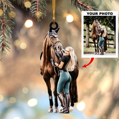 Custom Photo Cut-Out Acrylic Christmas Ornament - Horse Lover Gift