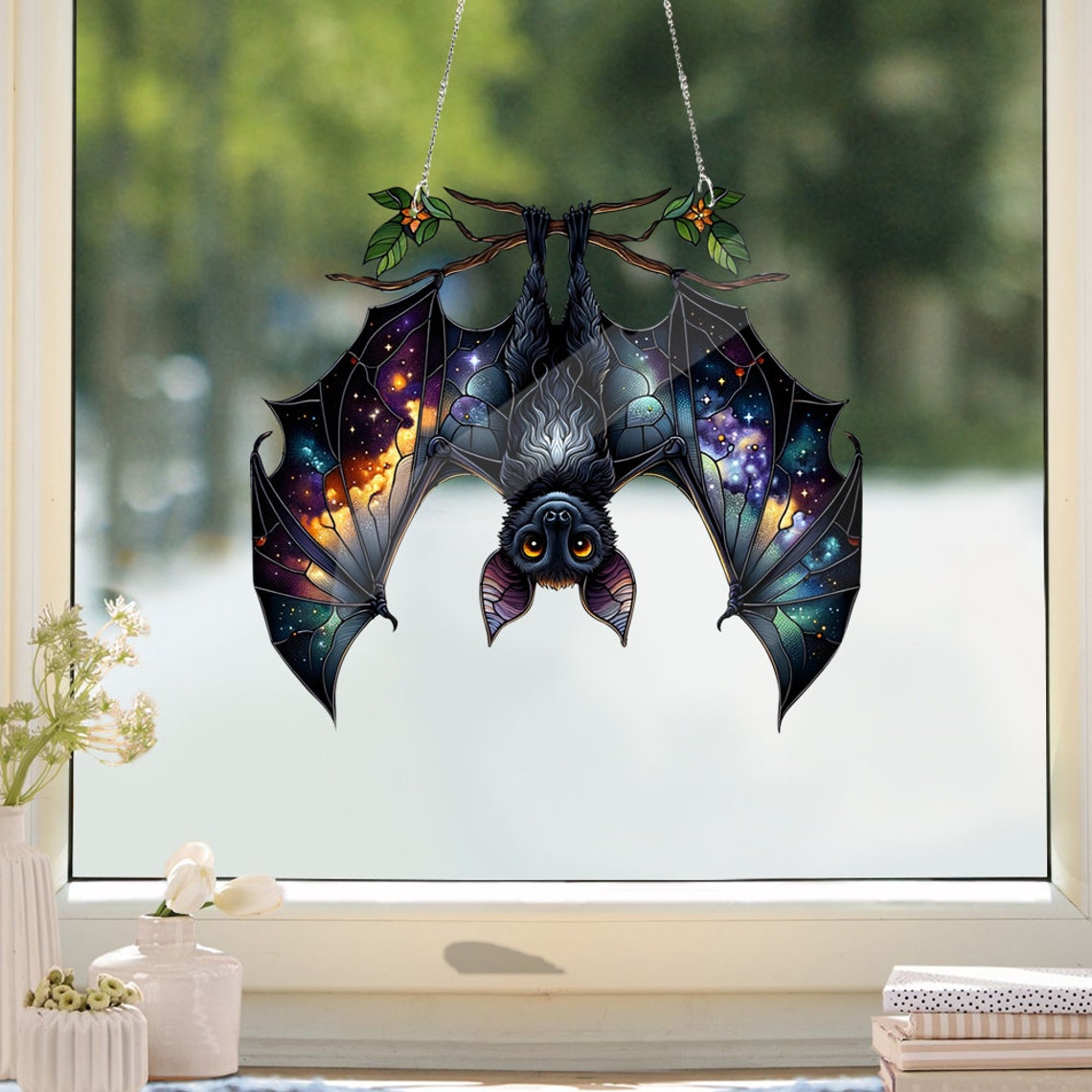 Bat Gothic Acrylic Window Hanging, Indoor Decor, Bat lovers gift