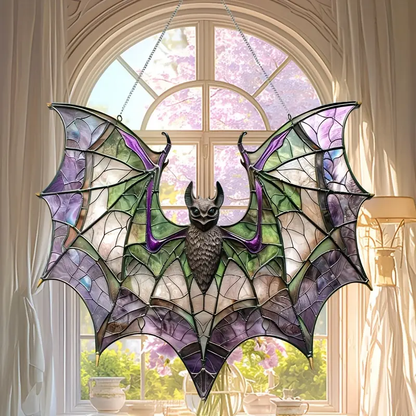 Bat Purple Halloween Acrylic Window Hanging