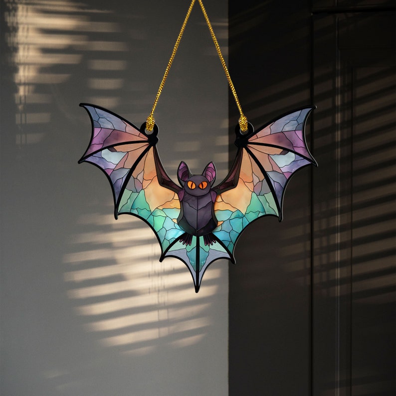 Bat Tree Halloween Acrylic Window Decor Hanging