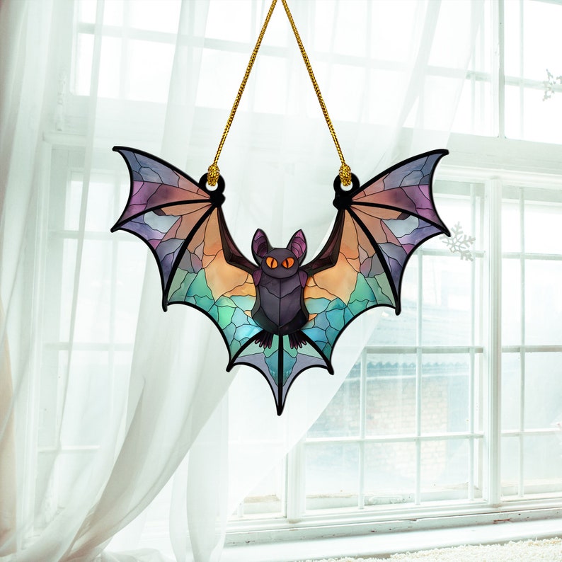 Bat Tree Halloween Acrylic Window Decor Hanging