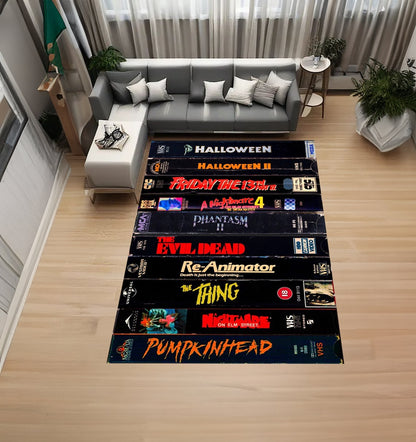 VHS Tape Classic Halloween Horror Movies Retro Rug -