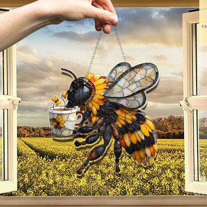 Bee Coffee ACRYLIC Window hanging, Honey Bee Acrylic Window Decor, Perfect Gift For Home