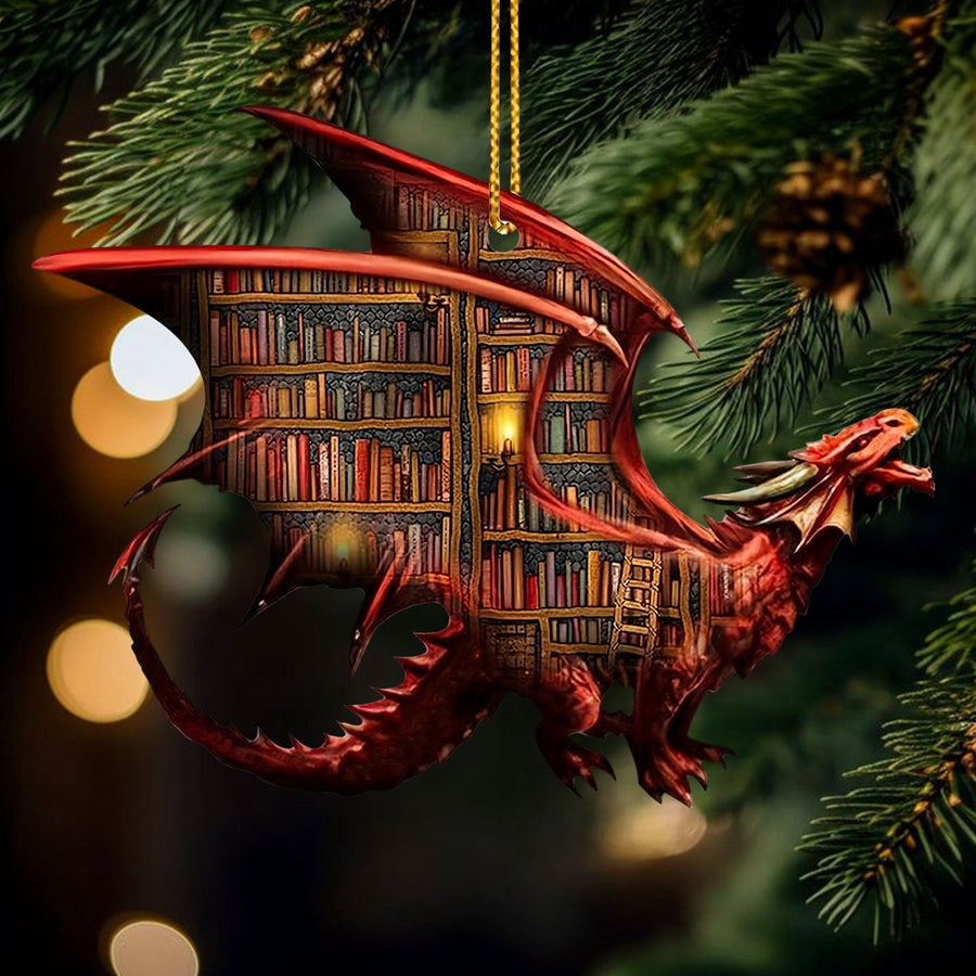 Dragon Book Acrylic Ornament - Unique Book Lover Gift