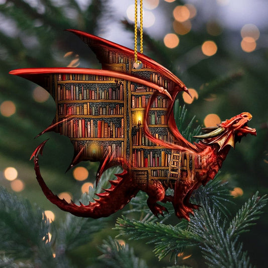 Dragon Book Acrylic Ornament - Unique Book Lover Gift