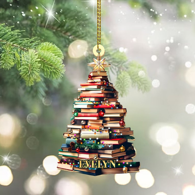 Personalized Book Tree Ornament, Perfect Gift For Book Lovers