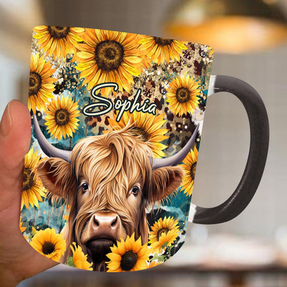 Sunflower Cow Personalized Accent Mug