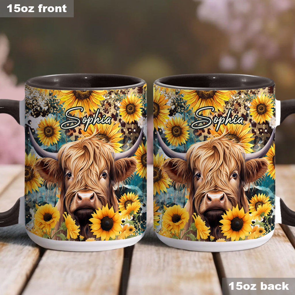 Sunflower Cow Personalized Accent Mug